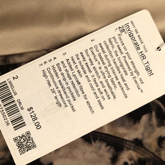 NWT lululemon Invigorate HR 28. Size 2. DRLM - Picture 2 of 3